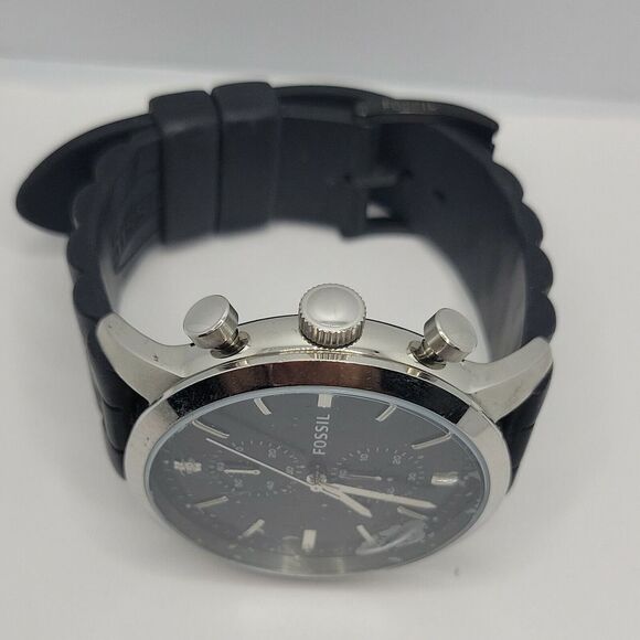 Fossil Townsman FS4866 Men's Black Silicone Analog Dial Quartz Wrist Watch DE495 - Picture 7 of 10